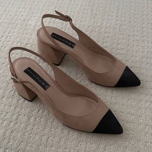 Steve Madden Black and Tan Block Heels